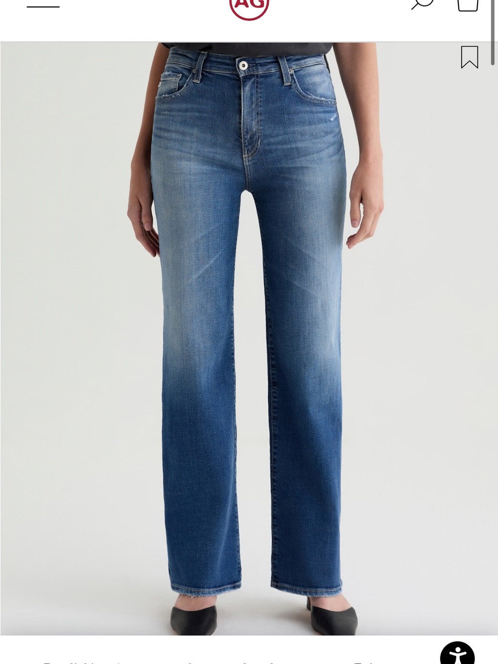 AG Adriano Goldschmied Kora high rise wide leg Medium Blue Denim Jeans $235